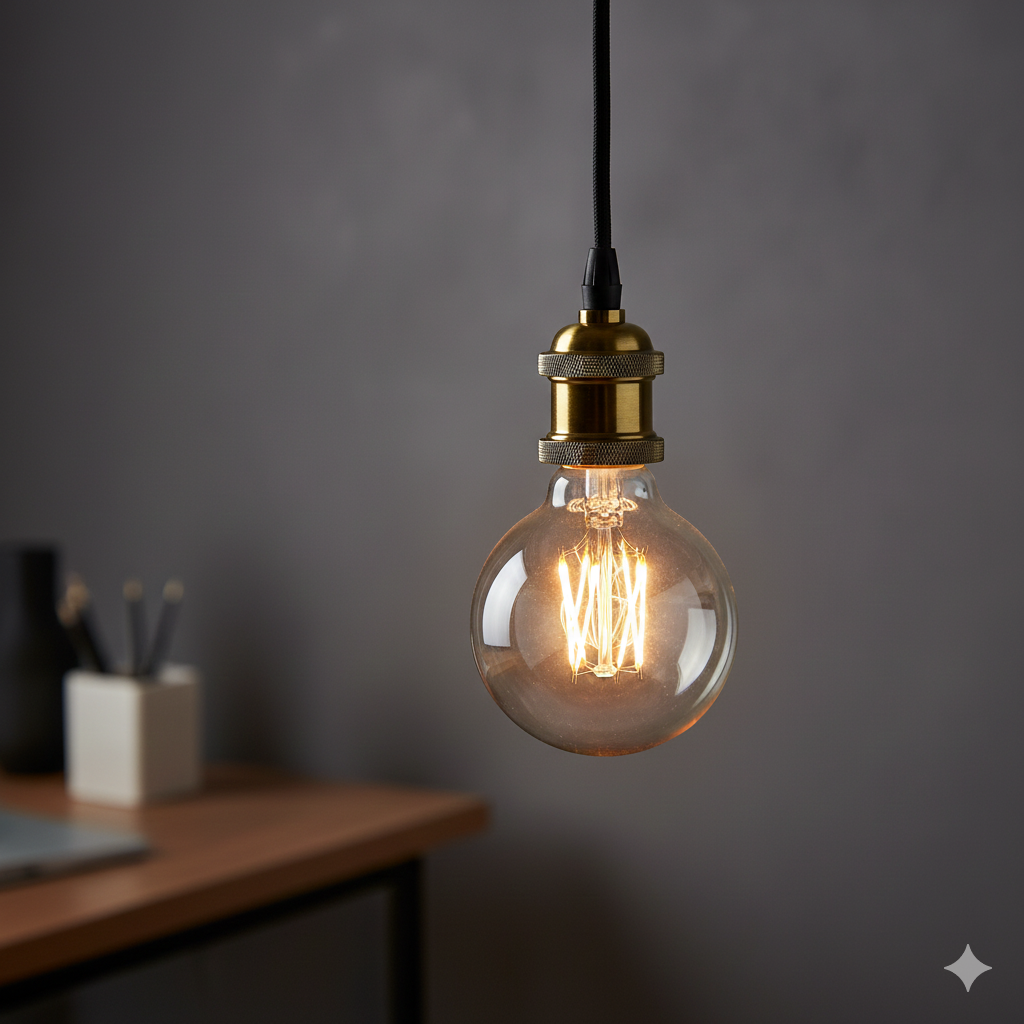 Vintage Edison bulb pendant light with warm filament glow