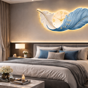 Ethereal Feather Glow Wall Clock Light LL.D3643W.F
