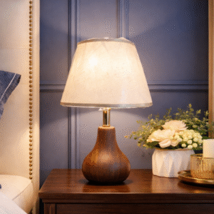 Earthy Elegance Wood-Finish Table Lamp -E.27 Holder